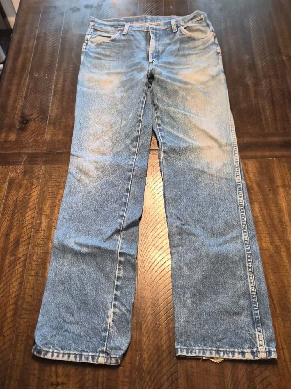 Vintage Wrangler Cowboy Cut Faded Jeans 34x34 Western Blue Denim 936PWD G844